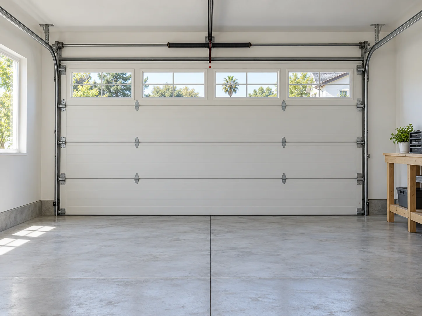AI-generated garage interior illustration, not a customer installation