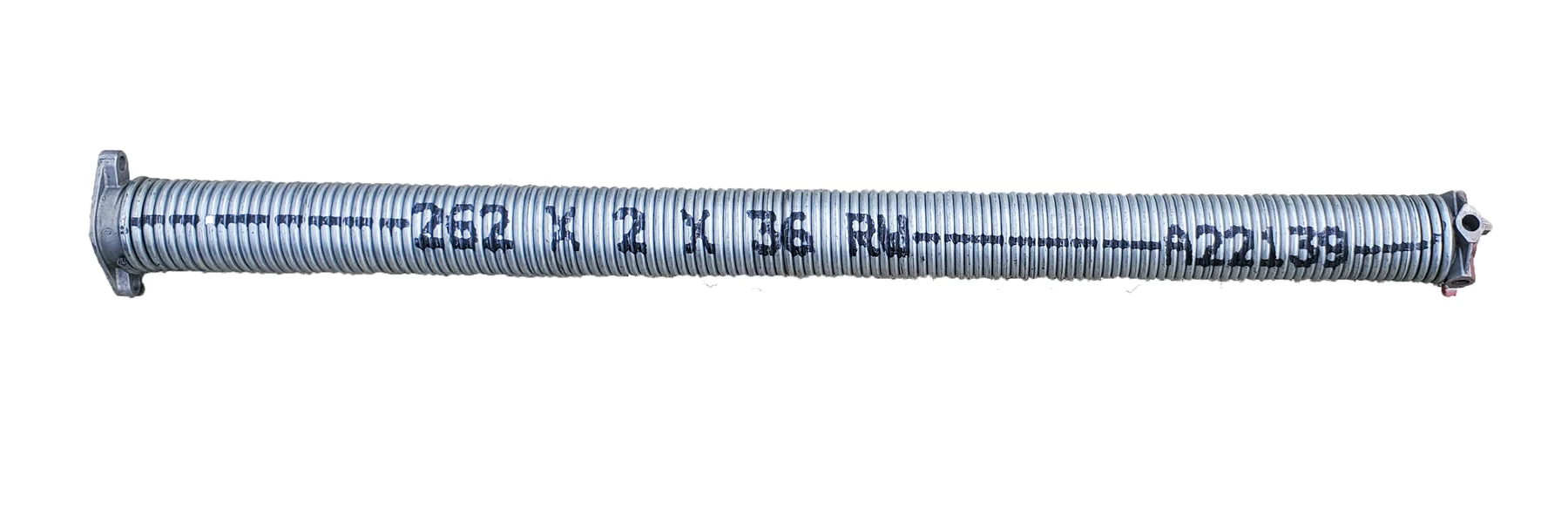 Removed torsion spring with fittings at both ends, shown as a component example